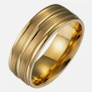 Gold Titanium Stainless Steel Ring 8mm Band Comfort Fit